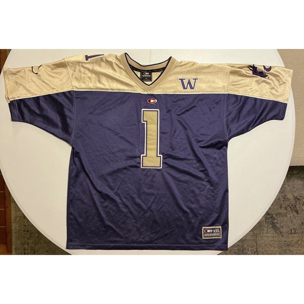 VTG Y2K Colosseum Washington Huskies Mesh Jersey Mens XXL Purple Gold Football